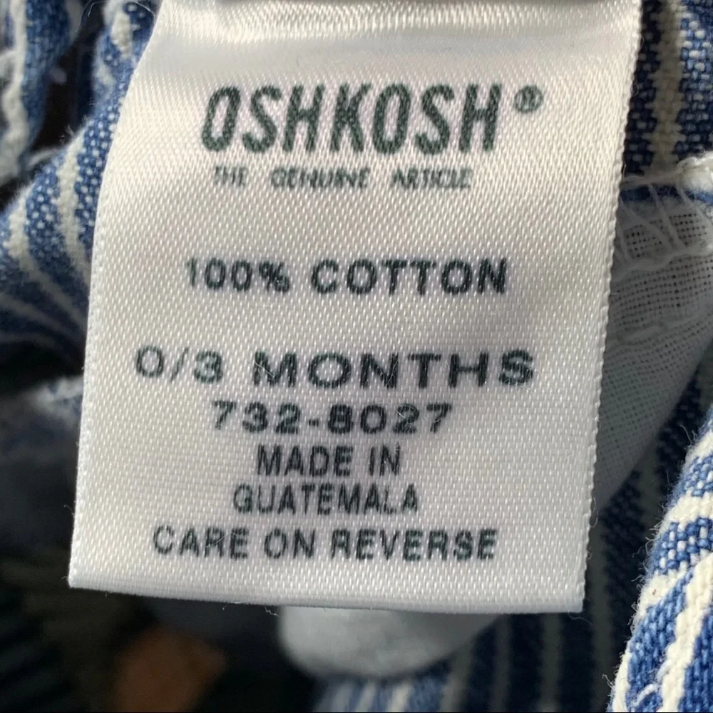 OshKosh B'gosh Blue & White Striped Short Overalls
